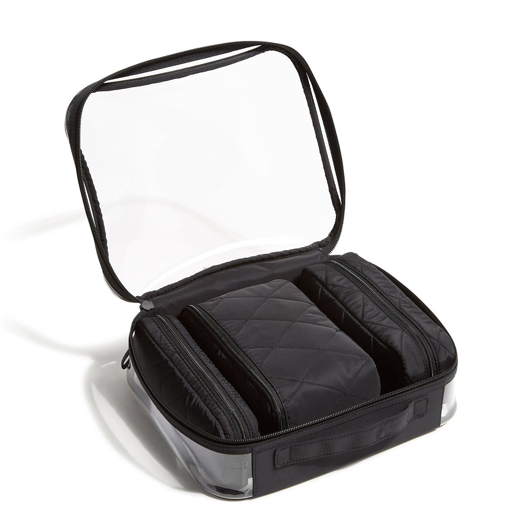 black makeup travel bag Vera Bradley Outlet Clear 4-Piece Cosmetic Set