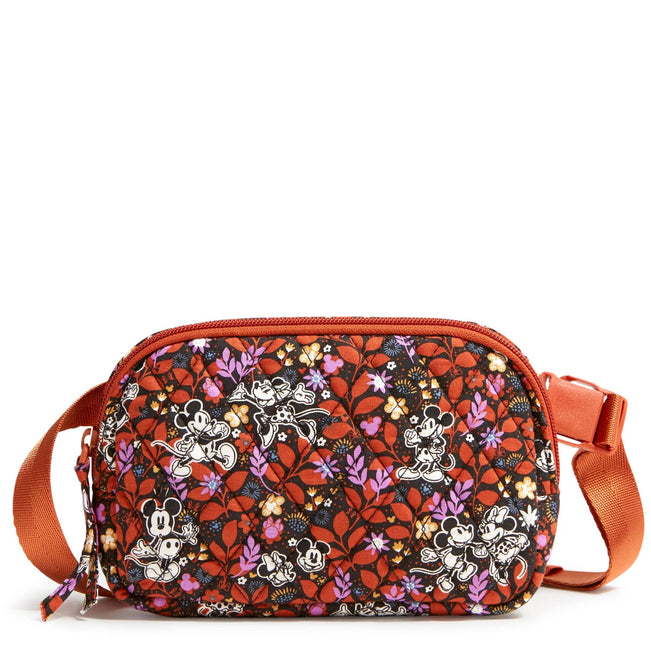Disney Outlet Mini Belt Bag-Mickey & Minnie's Vine Floral Black-Image 1-Vera Bradley