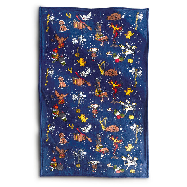 Harry Potter™ Outlet Essential Throw Blanket - Friends at Hogwarts Ditsy Navy - Image 1