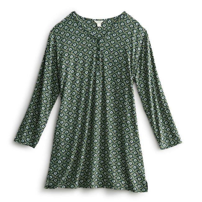 Outlet Long-Sleeved Henley Night Dress - Mistletoe Lattice / Small - Image 1