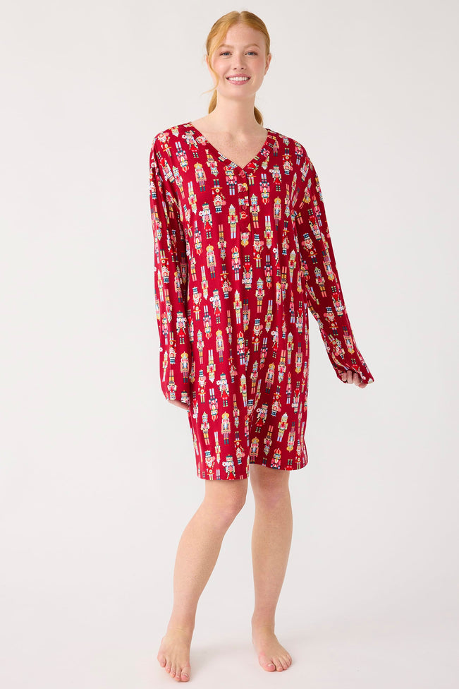Outlet Long-Sleeved Henley Night Dress - Nutcrackers / Large - Image 2
