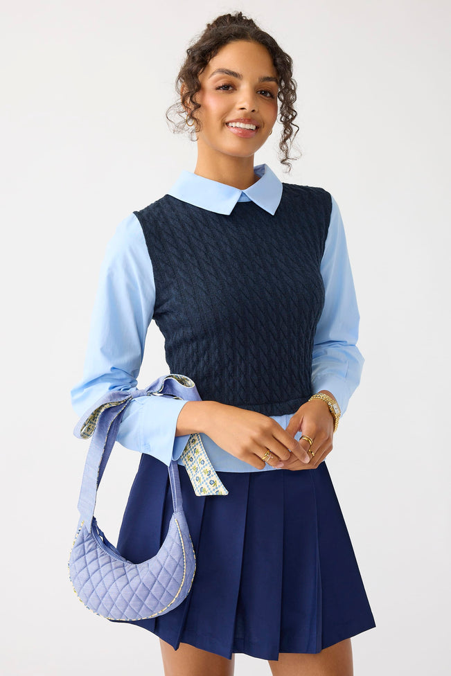 Mini Clara Bow Bag - Blue Chambray - Image 3