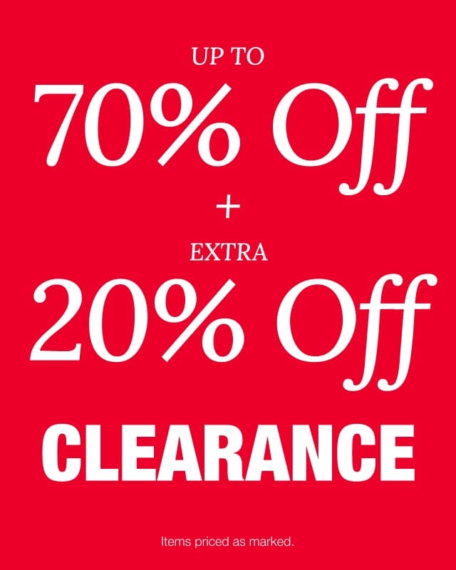 Up to 70% Off Clearance + Extra 20% Off.