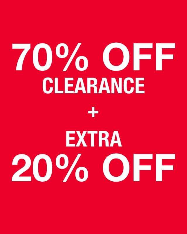 70% Off Clearance + Extra 20% Off. Shop Now.