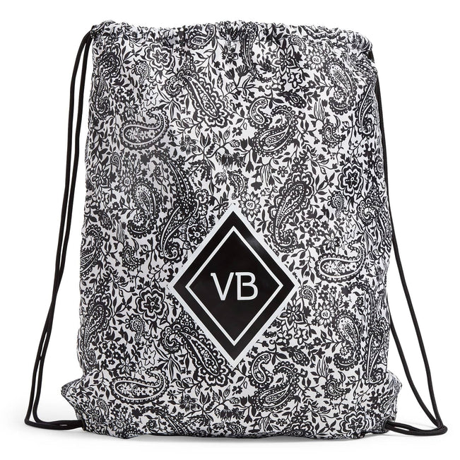 Factory Style Drawstring Backsack-Eden Paisley Black-Image 1-Vera Bradley