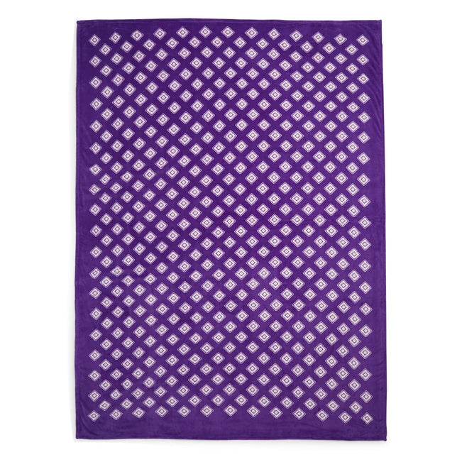 Factory Style Oversized Throw Blanket-Purple/White Blanket Geo-Image 2-Vera Bradley