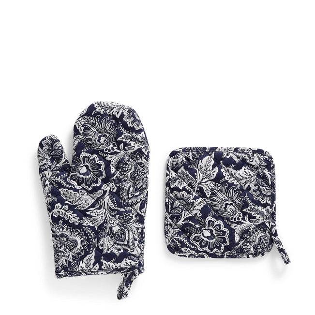 Pot Holder & Oven Mitt Set-Java Navy & White-Image 2-Vera Bradley