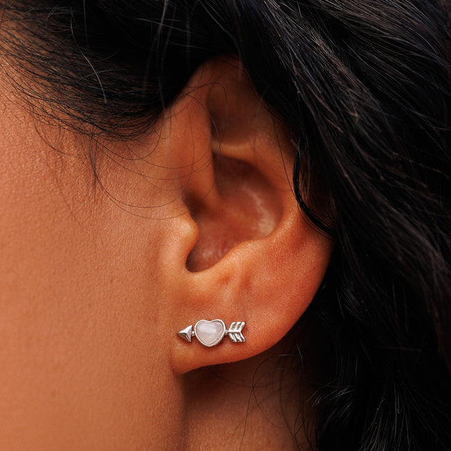 Pura Vida Cupids Bow Stud Earrings-Silver-Image 2-Vera Bradley