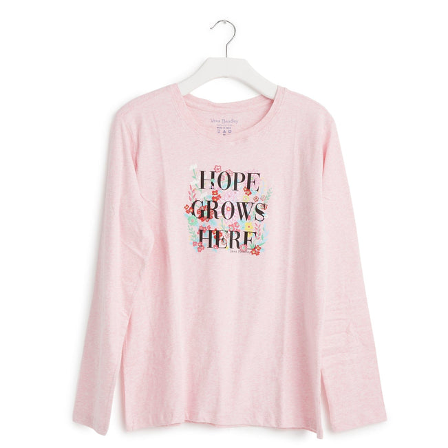 Long-Sleeved Graphic T-Shirt-Hope Tangerine Twist on Pink-Image 1-Vera Bradley